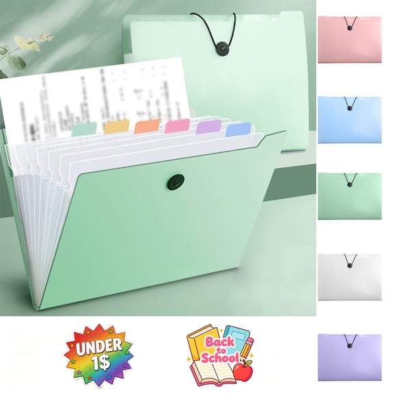 FEOLGEHLY Expandable File Folder with 8 Pockets, Accordion File Organizer, Multi Layer Transparent File Folders, Under 1$ Document Folder, A4 Plastic File Folders, Home, Office Supplies (Purple)
