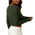thumbnail image 6 of APEXFWDT Women's Long Sleeve Workout Crop Tops Athletic Running Yoga T-Shirts,L,Army Green, 6 of 8