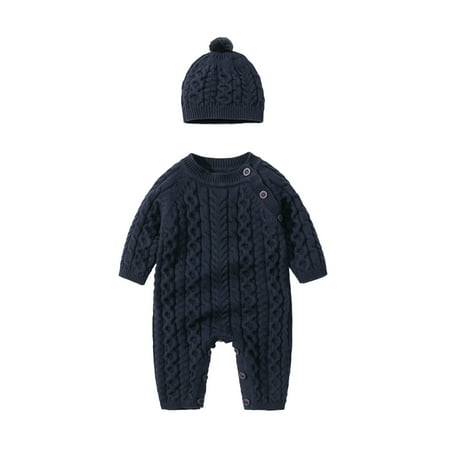 

nsendm Fleece Jacket Toddlers Toddler Baby Girls Boys Solid Spring Winter Long Sleeve Christmas Outfits Boys Sweater Dark Blue 12-18 Months