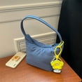 thumbnail image 4 of Solid Color Handbag Women's Large Capacity Soft Waxy Nylon Cloth Bag Simple Underarm Bag Hand Bag Shoulder Mummy Bag, 4 of 6