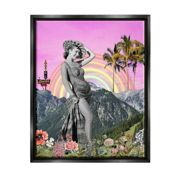 Stupell Industries Summer Woman & Flowers Botanical & Floral Painting Black Floater Framed Canvas Art Print Wall Art, 17 x 21