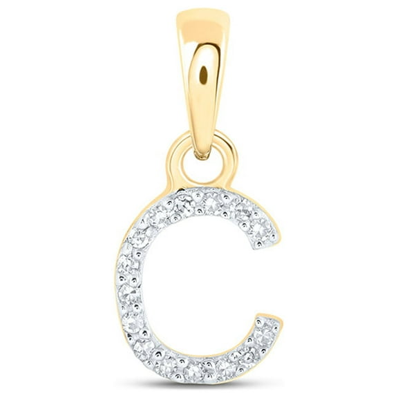 10kt Yellow Gold Womens Round Diamond C Initial Letter Pendant .03 Cttw