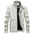thumbnail image 1 of Allthemen Mens Regular Fit Stand Collar Thickened Daily Leather Jacket zhangyuxiang LED, 1 of 2
