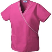 Shocking Pink Ribbon Trim Mock Wrap Scru