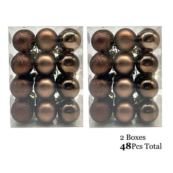 KOYPTL 48 Pcs Christmas Ball Ornaments Christmas Baubles Decorations Flocked Christmas Tree Decorations Set Assorted Shatterproof Hanging Ornaments for Xmas Party Home Holiday Decor (2.4 Inch)