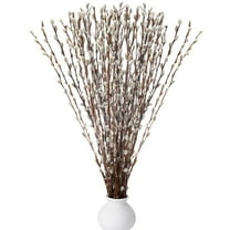 Trianu 20Pcs Snow Willow Branches 15.7" Pussy Willow Branches, Real Dried Pussy Willow Branches for Vase, Natural Pussywillows with White Flowers, Snow Willow Branches for Indoor and Outdoor Decor