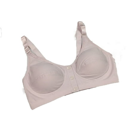 Yyeselk Bras for Senior Women Comfortable Wirefree Seamless Bras Push Up Full Coverage No Underwire Daily Bra for Older Women Khaki XXL