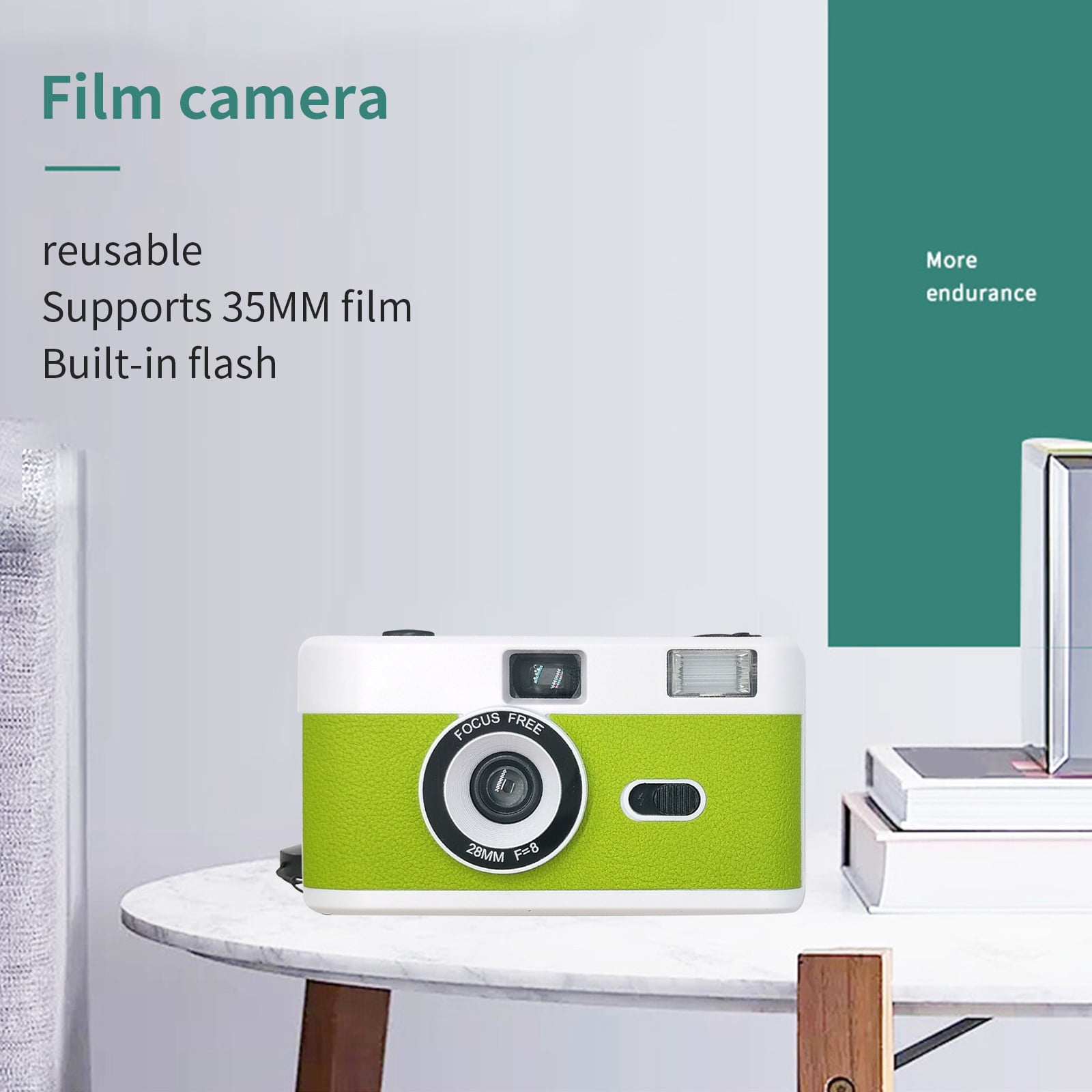 COFEST 35MM Retro Film Camera with Built-in Flash, Reusable for HD