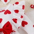 thumbnail image 5 of YWDJ Valentines 3-18 Months Old Valentines Day Love Printed Bodysuit Spring Summer Round Neck Long Sleeve Ruffled Love Bow Bodysuit Set Bow Hairband White 6 Months, 5 of 9