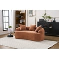 thumbnail image 4 of Wood Grain Chenille Loveseat Sofa, Coral Pink High-Density Cushion, No-Assembly Compact Couch for Small Apartments, 300 lbs Weight Capacity, 4 of 9