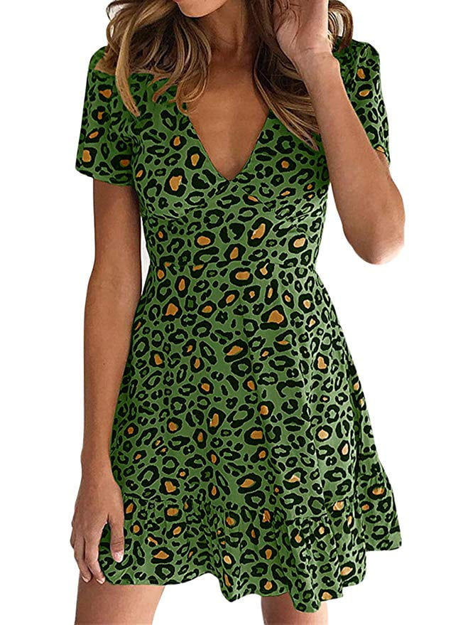 leopard short sleeve dress