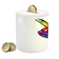 thumbnail image 2 of Groovy Piggy Bank, Hand Peace Love Sign in Rainbow Colors Internationally Recognized Universal Print, Ceramic Coin Bank Money Box for Cash Saving, 3.6" X 3.2", Multicolor, by Ambesonne, 2 of 4