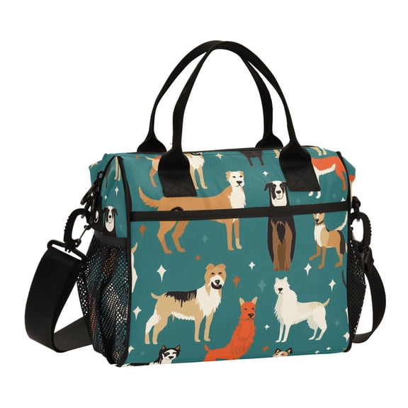 Various Poses Dogs Lunch Bag Insulated Lunch Box Leakproof Reusable Cooler Tote Adjustable Shoulder Strap for Men Women 9L