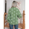 thumbnail image 5 of Women'S Dot Button Down Shirts Long Sleeve Smocked Cuffed Oversized Blouses Collared Work Tops Light Green M, 5 of 8