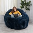 thumbnail image 4 of CC Home Furnishings Large Plush Faux Fur Ribbed Bean Bag Chair - 60" - Midnight Blue, 4 of 6