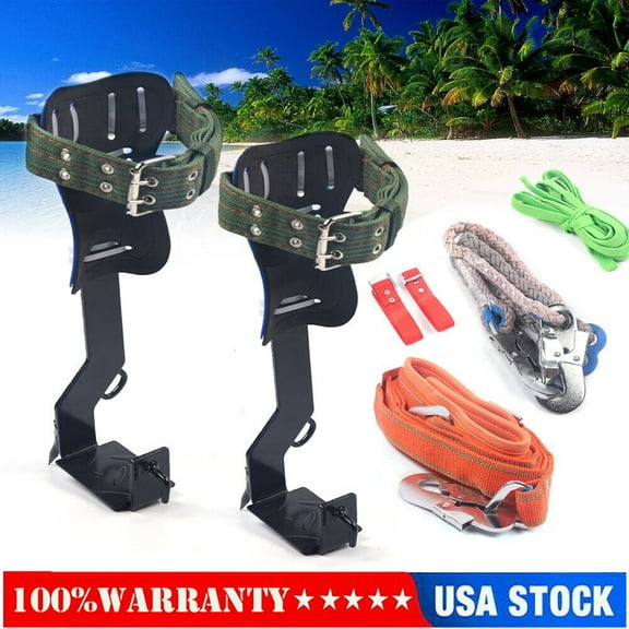 Tree/Pole Climbing Spike Set Safety Belt Rope Lanyard w/ Carabiner 2 Gear & Claw