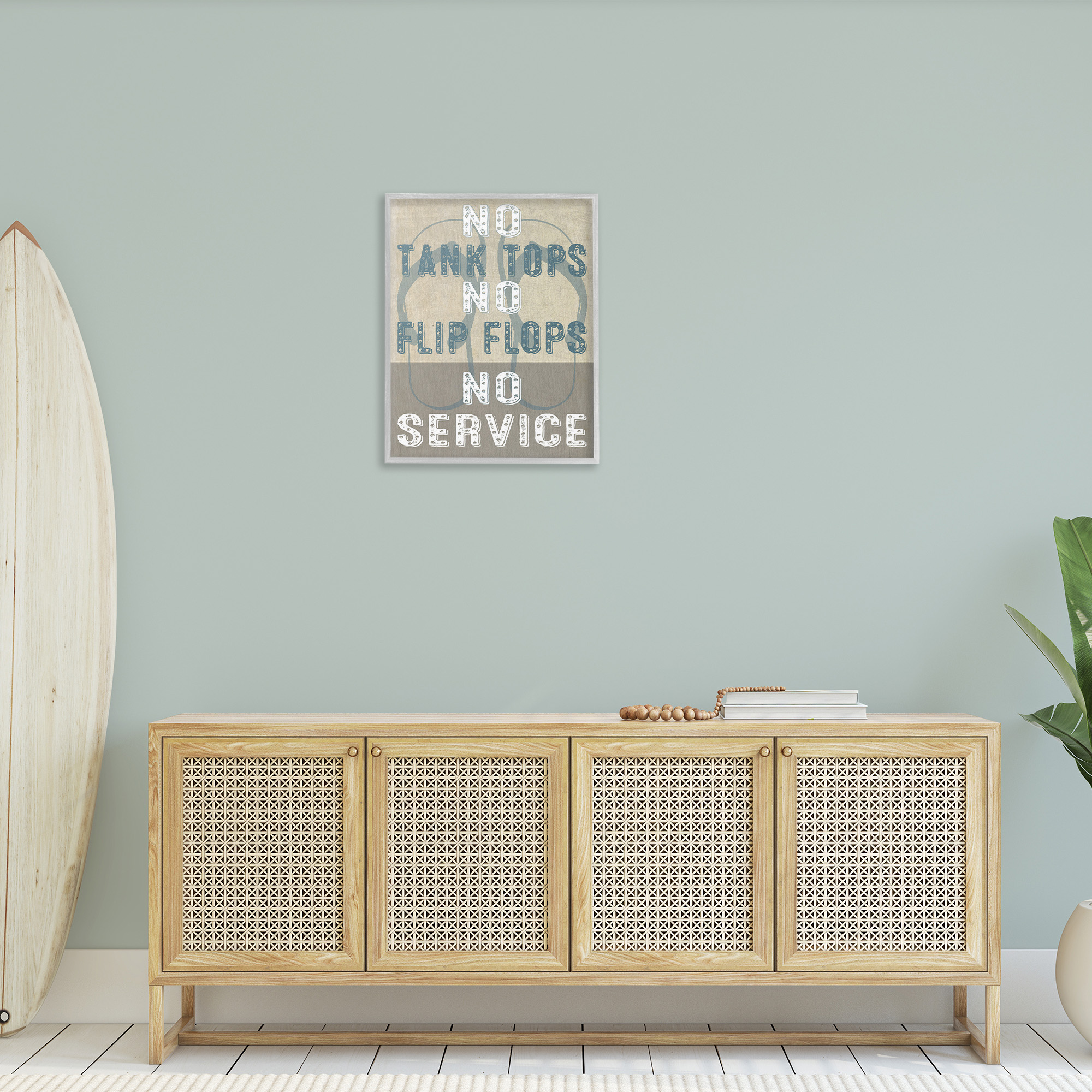 Stupell Industries Summer No Service Sign Typography Painting Gray Framed Art Print Wall Art, 24 x 30