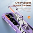 thumbnail image 2 of Allytech Clear Case for Samsung Galaxy S24, Slim Case with Metal Ring Kickstand, Armor Lens Protection Shockproof Anti-Fingerprint Soft TPU Frame + Hard PC Back Protective Case - Purple, 2 of 7