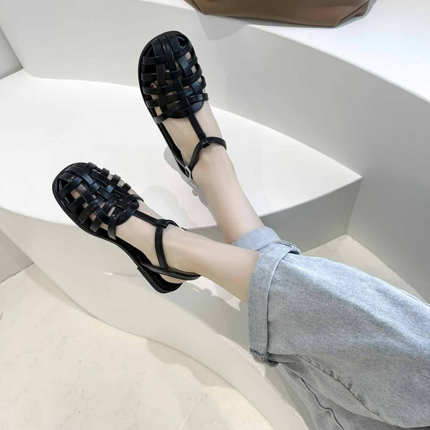 Women Leather Shoes 2022 Summer Sandals Buckle Strap Hollow Out Beach  Sandals Open Toe Comfortable Roman Sandals Ladies Footwear,43,Black :  : Clothing, Shoes & Accessories