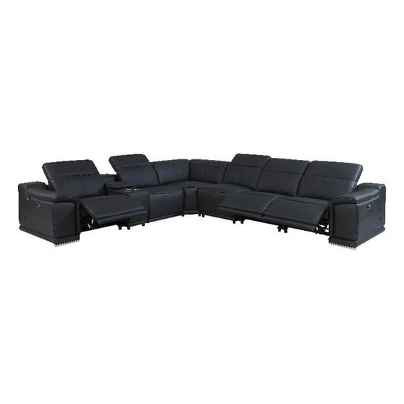 Titan Furnishings 7-Piece 1 Console 3-Power Reclining Italian Leather Sectional