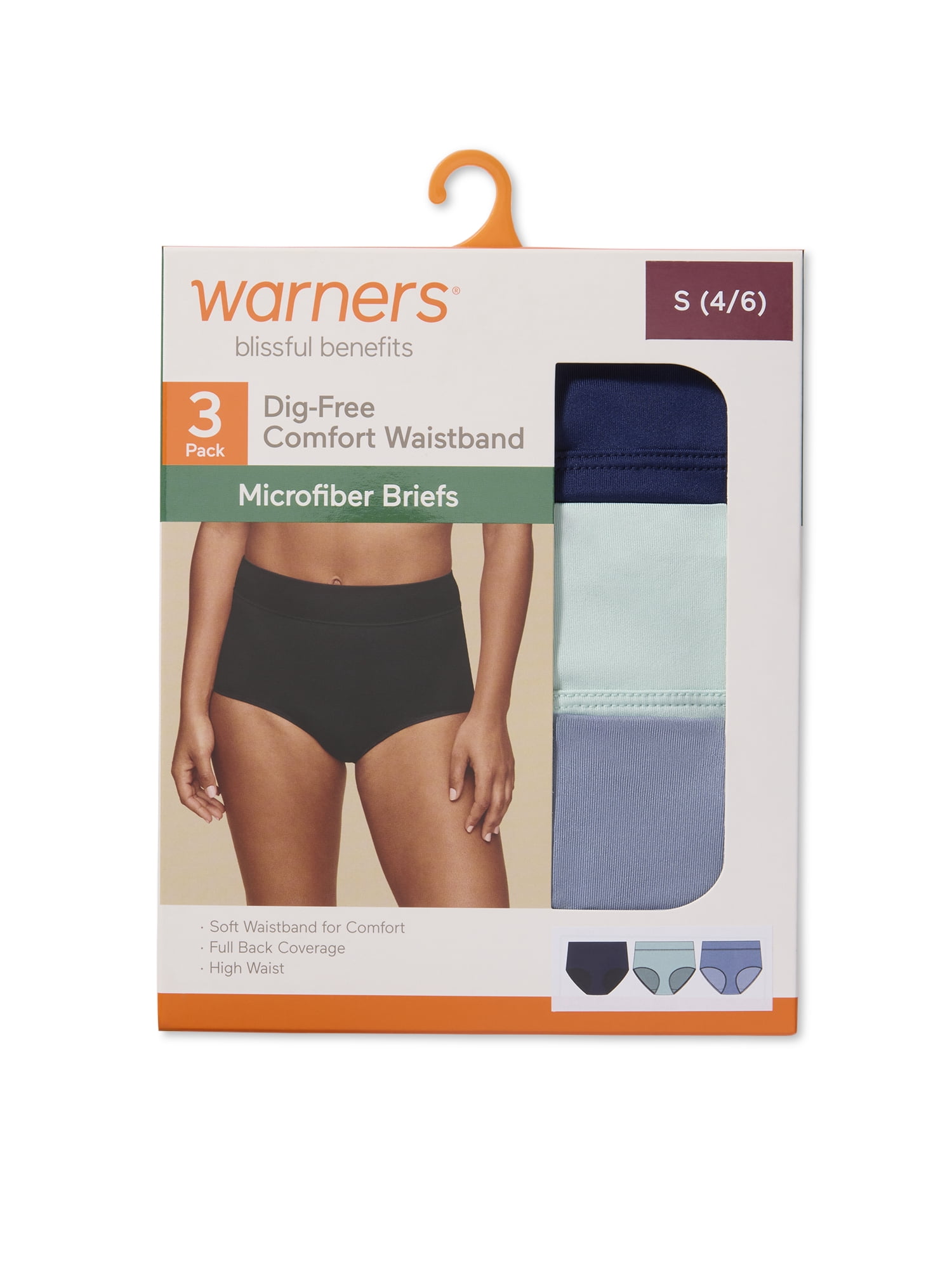 Warners® Blissful Benefits Women's Dig-Free Comfort High Waist Microfiber 3-Pack Brief S-3XL