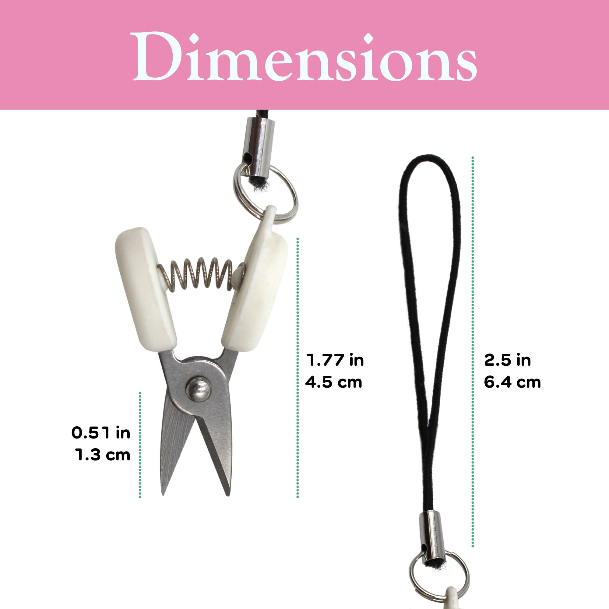JubileeYarn Snippy Portable Keychain Scissors - White - 30 Pairs