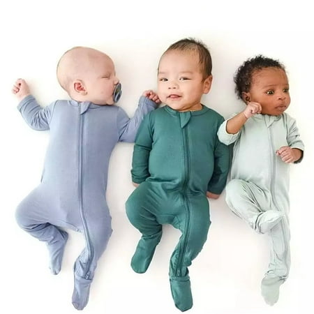 

Aayomet Baby Cotton Rompers Footless Pajamas Zipper Long Sleeve Sleeper Jumpsuit Back to Back Romper Sky Blue 3-6 Months