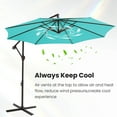 thumbnail image 3 of JUSTLET 10' Outdoor Hanging Offset Cantilever Umbrella for Patio(No Base), Turquoise, 3 of 9