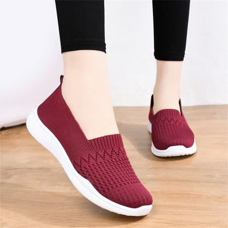 

FZM Women shoes Fashion Summer And Autumn Women Sneakers Flat Mesh Breathable Solid Color Slip On Comfortable Casual