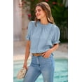 thumbnail image 4 of PRETTYGARDEN Womens Summer Tops Trendy Mock Neck Puff Sleeve Blouse Dressy Casual Business Western Shirts Spring Clothes, 4 of 9