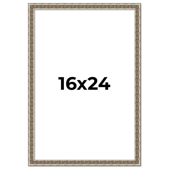 16x24 Frame Silver Versailles Ornate Solid Wood Picture Frame | 1 Inch Moulding Width | Interior