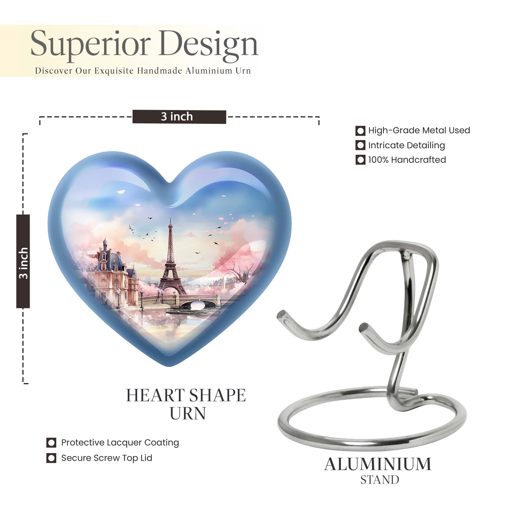 Eiffel Tower City Urns - Urns For Human Ashes Adult - Funeral Urns For Adult Ashes Men - Cremation Urns - Keepsake Urns For Ashes Small - Cremation Urn For Ashes - Urn For Dad (Size -3inch,1Pc)