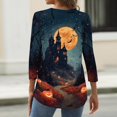 thumbnail image 6 of Domuza Womens Halloween Shirts Fall Casual Round Neck Three-Quarter Sleeve T-Shirt Novelty Spooky Print Vintage Tops Halloween Costumes-A XL, 6 of 6