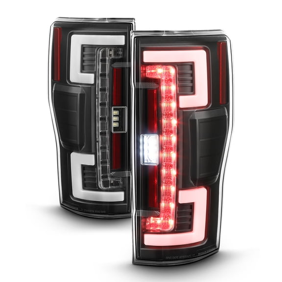 Black Full LED Tail Lights Lamps For 2017-2019 Ford F250 F350 w/LED & Blind Spot