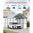thumbnail image 3 of VEVOR Heavy Duty Metal Carport, 10' x 15' Outdoor Carport with Galvanized Steel Frame & Roof, Car Tent Garage Shade with Removable Sidewalls, Multi-Use Car Shelter for Pickup, Boat, Car & Tractors, 3 of 9
