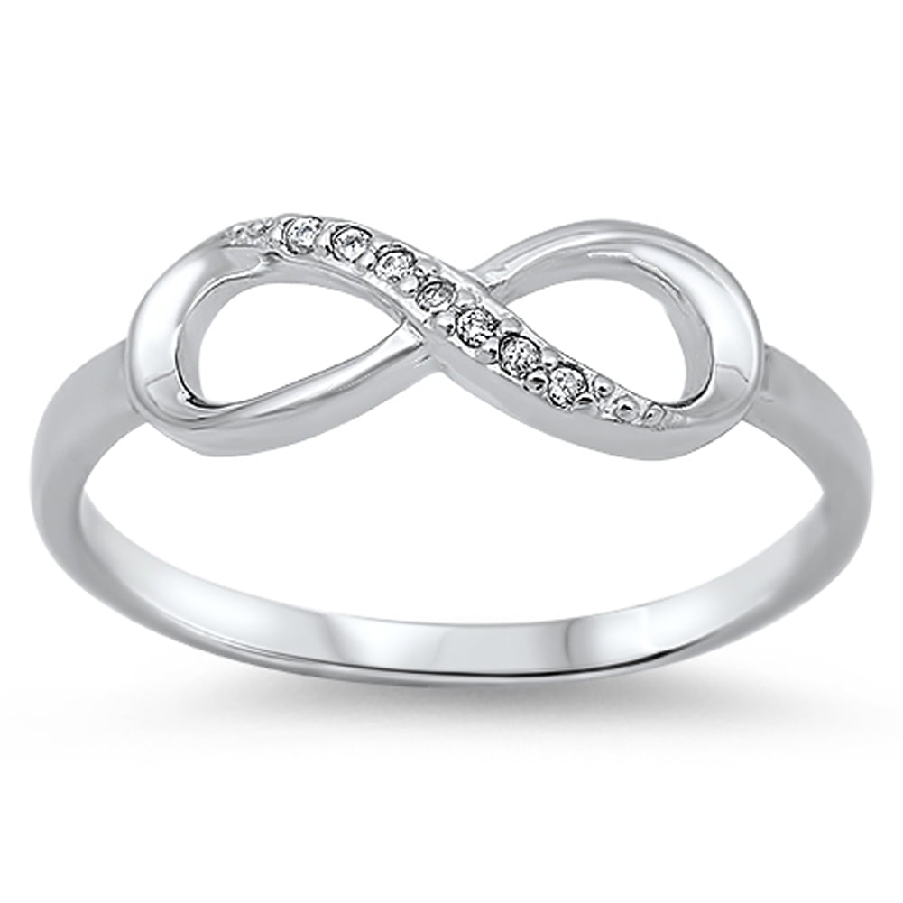 Sac Silver Infinity Clear CZ Love Promise Ring New .925 Sterling