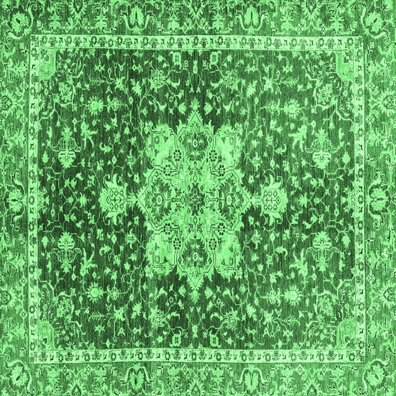 Ahgly Company Indoor Square Abstract Emerald Green Modern Area Rugs, 8' Square