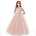 thumbnail image 1 of Robe Longue en Dentelle Florale Vintage pour Filles Manches 3/4 Robe de Soirée de Mariage Robe de Danse Formelle, 1 of 5
