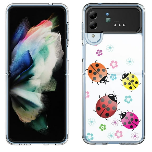 Shockproof Bumper Phone Case for Samsung Galaxy Z Flip 4 5G, by OneToughShield ® - Ladybug