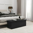 thumbnail image 4 of CZMDZH 43 Inches Folding Storage Ottoman Bench, Upholstered PU Leather Storage Chest with Side Pocket, Padded Seat, End of Bed Bench,Black, 4 of 16