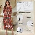 thumbnail image 6 of Xoenoiee Christmas Snowman Tree Bell Sock Snowflake Print Women Zipper Robe Long Sleeve House Coats Robes Xmas Soft Bathrobe with Pockets Lightweight Nightgown Plus Size, Size S, 6 of 7