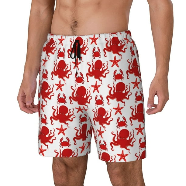 Balery Octopus Bañador para hombre, shorts de playa de secado rápido con entrepierna y forro de compresión-Small