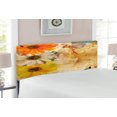 thumbnail image 2 of Grunge Headboard, Flowers Lettering Poetry Orange Yellow Daisy Art Paint Splashes Graphic Print, Upholstered Decorative Metal Bed Headboard with Memory Foam, Full Size, Multicolor, by Ambesonne, 2 of 4