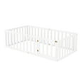 thumbnail image 5 of Floor Bed, Queen Size Platform Bed Frame with Fence and Door with Safety Guardrails and Wood Slats Montessori Floor Bed for Girls and Boys, White, 5 of 5