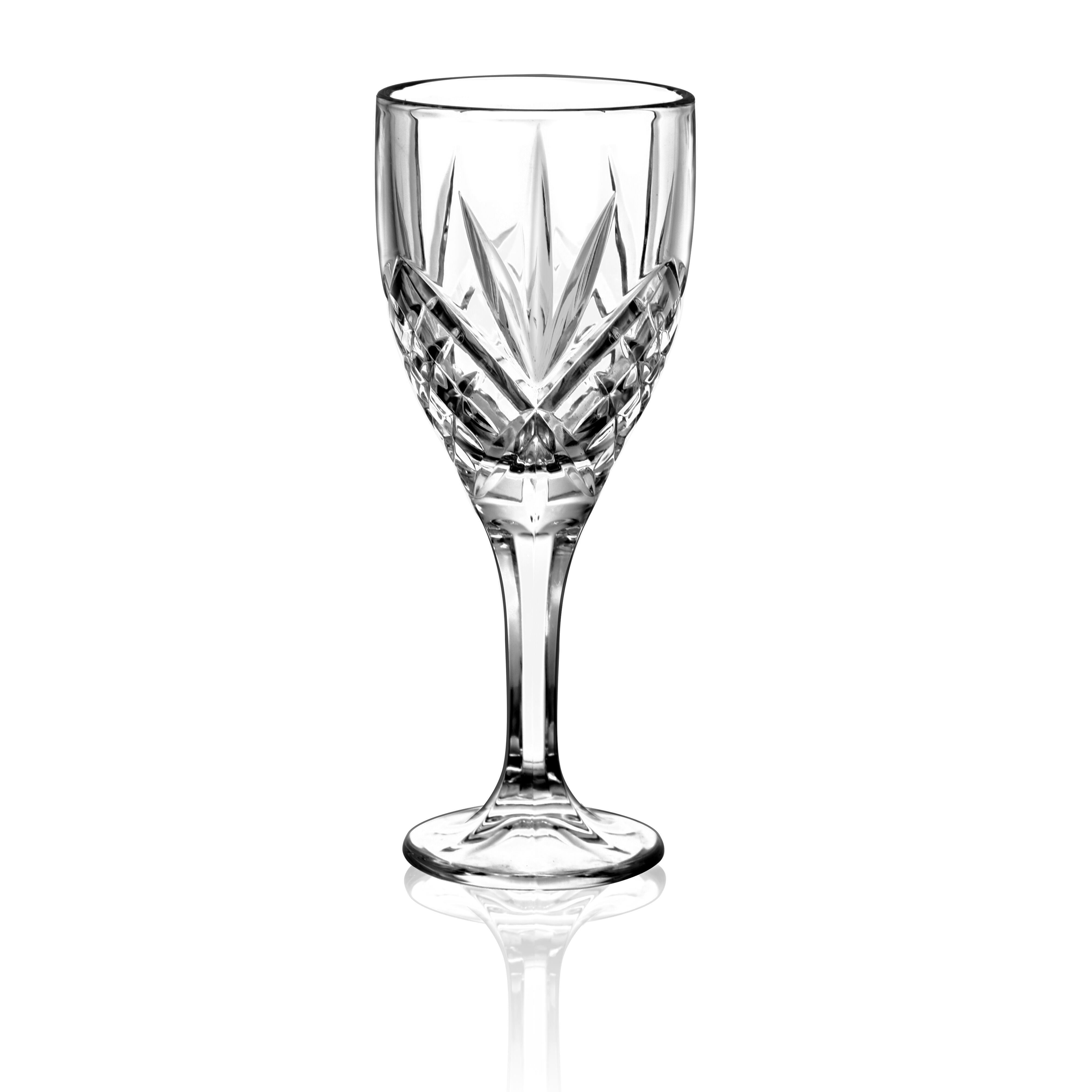 STP GOODS Crystal Rocks Wine Glass Set of 6 pcs 8.5 fl oz (250 ml) Glasses for Red and White Wine Bar Glasses Glass Wine Goblets, Clear Glass with Stem