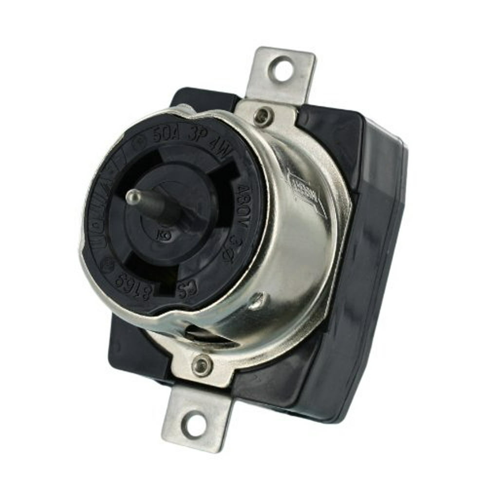 Leviton CS8169 50 Amp, 3PY, 480 VAC, Black/White Locking Flush Mount