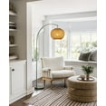 thumbnail image 6 of 75" 1-Light Black Arc Floor Lamp with Hand-woven Bamboo Shade and Marble Base, 6 of 6