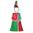 thumbnail image 4 of iiniim Girls Sequin Christmas Dance Dress Xmas Party Outfit with Hair Hoop Red 14, 4 of 8