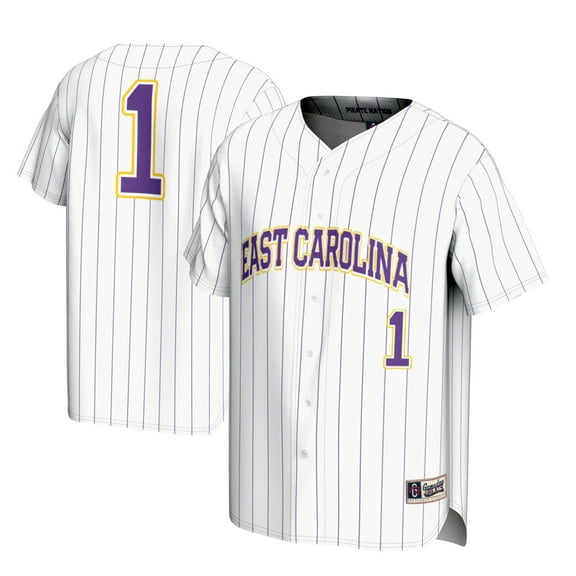 Youth GameDay Greats #1 White ECU Pirates Lightweight Baseball Jersey