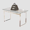 thumbnail image 6 of Tcbosik Glass Dining Table for 4-6, Rectangular Dinner Table with Metal Legs, 51" Modern Writing Study Table for Home Office, Silver, 6 of 9